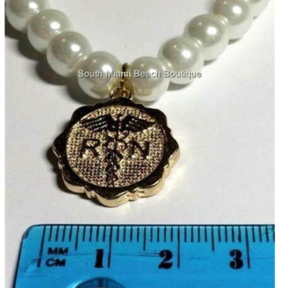 RN Nursing Caduceus Pearl Bead Charm Bracelet Gold Plated Nurse Graduation Gift - Picture 8 of 8